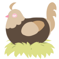 A bark and beige chicken with a head pattern