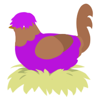 Bedhead, a amethyst and brown chicken with a head pattern