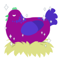 Star, a plum and indigo chicken with a neck-speckle pattern