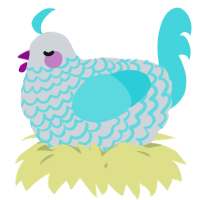 A mist and aqua chicken with a lace pattern