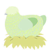 A apple and gluppy chicken with a lace pattern