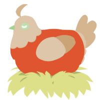 A vermilion and beige chicken with a head pattern
