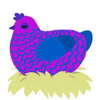 ourple, a amethyst and ultramarine chicken with a lace pattern