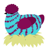 A aqua and wine chicken with a bar pattern