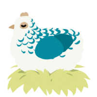 A white and sea chicken with a half-lace pattern