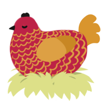 A crimson and orange chicken with a lace pattern