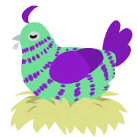A spring and violet chicken with a bar pattern