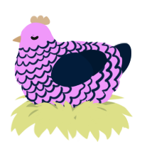 A lavender and tumblr chicken with a lace pattern