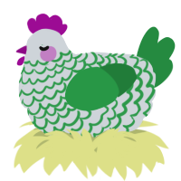 A mist and viridian chicken with a lace pattern