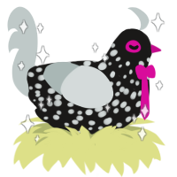 creature, a sable and silver chicken with a speckle pattern