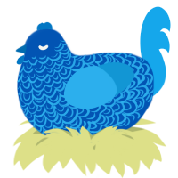 A ultramarine and sky chicken with a double-lace pattern