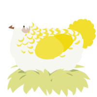 A white and yellow chicken with a half-lace pattern