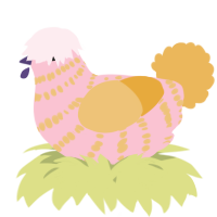 A rose and honey chicken with a bar pattern