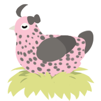 Cherry Milk, a rose and grey chicken with a speckle pattern