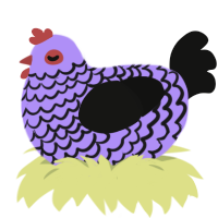 Gothicaw, a lilac and black chicken with a lace pattern