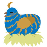 A sapphire and gold chicken with a bar pattern