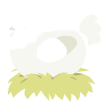 A white chicken with a head pattern