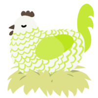 A white and lime chicken with a lace pattern