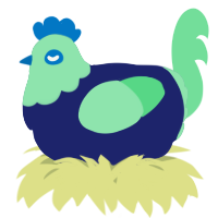 A navy and spring chicken with a head pattern