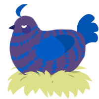A overcast and ultramarine chicken with a bar pattern