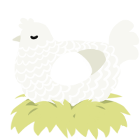 A white chicken with a lace pattern