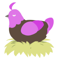 A bark and orchid chicken with a head pattern