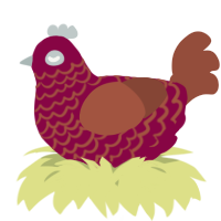 A maroon and russet chicken with a lace pattern