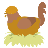 Teddy Grahams, a ochre and brown chicken with a head pattern