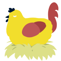 A yellow and red chicken