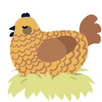 A honey and brown chicken with a lace pattern