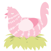 A rose chicken with a bar pattern