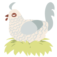 A cream and silver chicken with a lace pattern