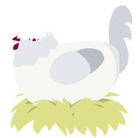 A white and mist chicken with a head pattern
