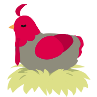 Kasane Teto, a ash and maroon chicken with a head pattern