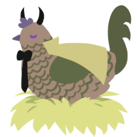 Bliss, a brown and olive chicken with a lace pattern