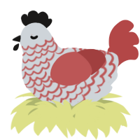A mist and red chicken with a lace pattern