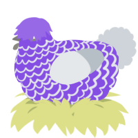 A blurple and mist chicken with a lace pattern