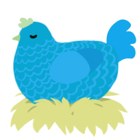 A cerulean and sky chicken with a lace pattern
