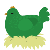 A viridian chicken with a half-lace pattern