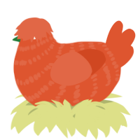 A vermilion chicken with a bar pattern