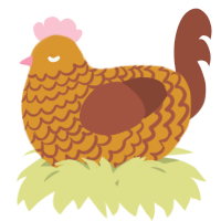 A orange and russet chicken with a lace pattern