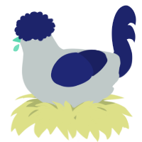 A silver and navy chicken