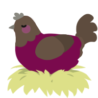 A wine and bark chicken with a head pattern