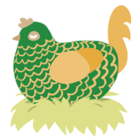 A viridian and honey chicken with a lace pattern