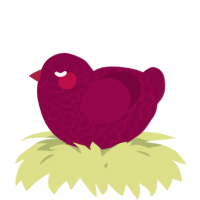 A maroon chicken with a lace pattern