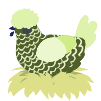 A olive and apple chicken with a lace pattern