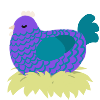 A blurple and sea chicken with a lace pattern
