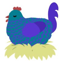 A sea and indigo chicken with a lace pattern