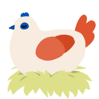 A cream and vermilion chicken