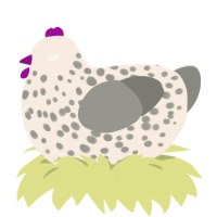 A cream and ash chicken with a speckle pattern